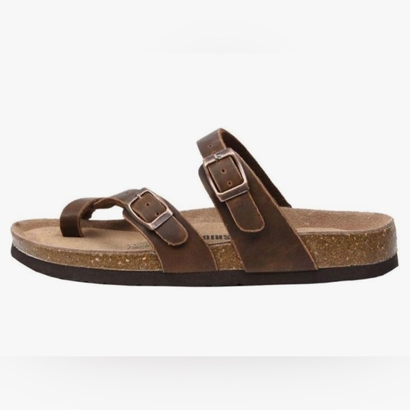 Cushionaire Luna cork footbed sandal with +comfort. Brown, adjustable straps. 7W - Picture 2 of 7